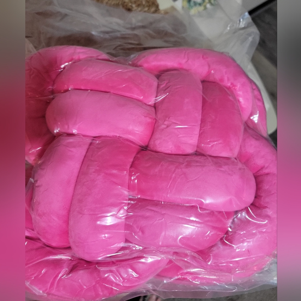 Colorful Knot Pillow In Hot Pink - Picture 2 of 2